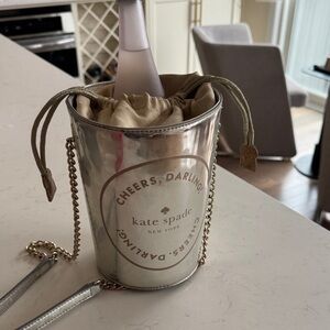 Kate Spade Metallic Silver Bucket Bag